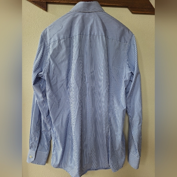 Eton Contemporary Fit Mens Blue/white Gingham. Button Down Size 40 15 3/4 - Picture 6 of 7